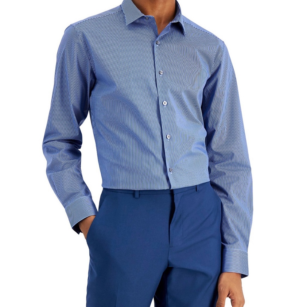 Alfani Men's Striped Blue Dress Shirt